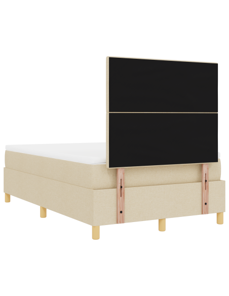 letto box spring con materasso e LED crema 120x200 cm in tessuto