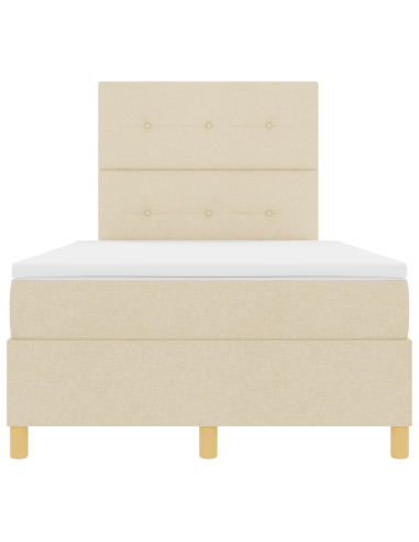 Letto a Sorgente LED con materasso Crema 120 x 200 cm Tessuto