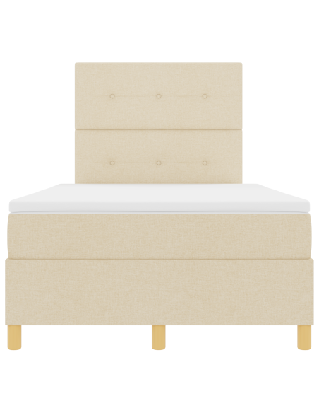 letto box spring con materasso e LED crema 120x200 cm in tessuto