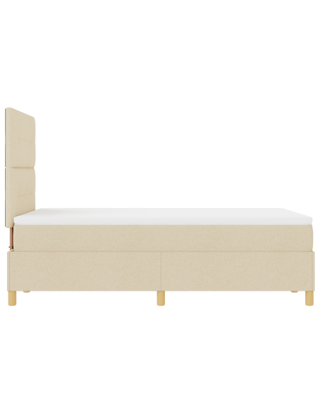 letto box spring con materasso e LED crema 120x200 cm in tessuto