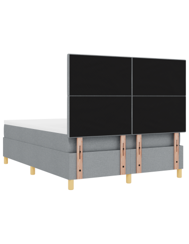 Letto a Sorgente LED Grigio chiaro 140 x 190 cm Tessuto