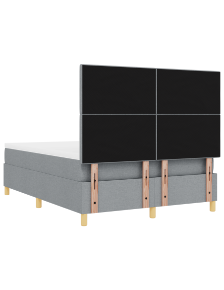 Letto Box Spring con Materasso e Luce LED Grigio Chiaro 140x190 cm in Tessuto