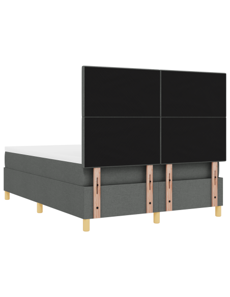 Letto con Box Spring con Materasso e LED Grigio Scuro 140x190 cm Tessuto