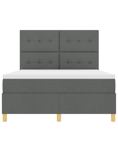 Letto a Sorgente LED Grigio scuro 140 x 190 cm Tessuto
