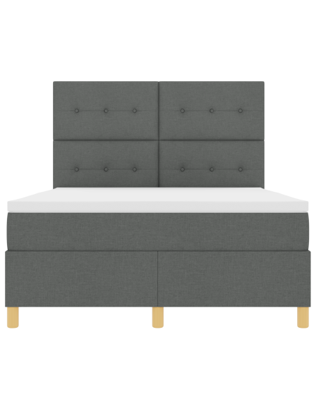 Letto con Box Spring con Materasso e LED Grigio Scuro 140x190 cm Tessuto