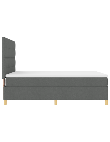 Letto a Sorgente LED Grigio scuro 140 x 190 cm Tessuto