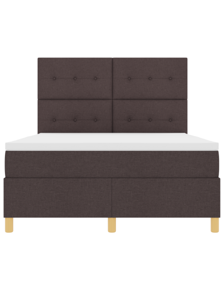 Letto a Rete con Materasso e LED Marrone Scuro 140x190 cm Tessuto
