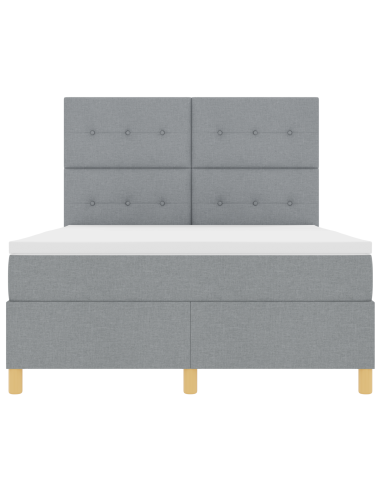 Letto a Sorgente LED Grigio chiaro 140 x 200 cm Tessuto