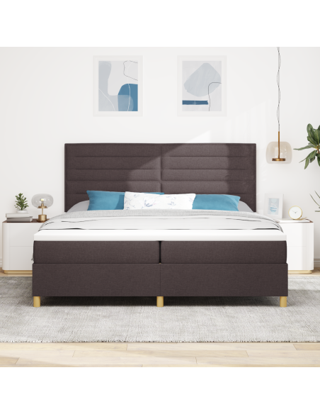 Letto a Box con Materasso e LED Marrone Scuro 200x200 cm Tessuto