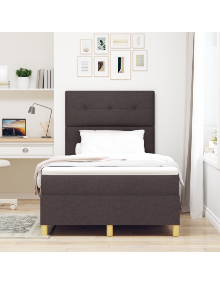 Letto con Rete a Molle con Materasso & LED Marrone Scuro 120x190 cm Tessuto