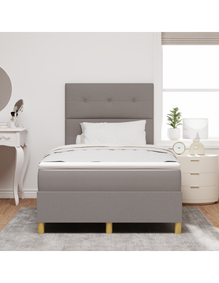 Letto a box spring con materasso e LED tortora 120x190 cm in tessuto