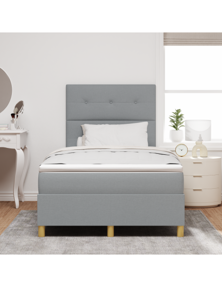 Letto con Box Spring e Materasso & Luce LED Grigio chiaro 120x200 cm Tessuto