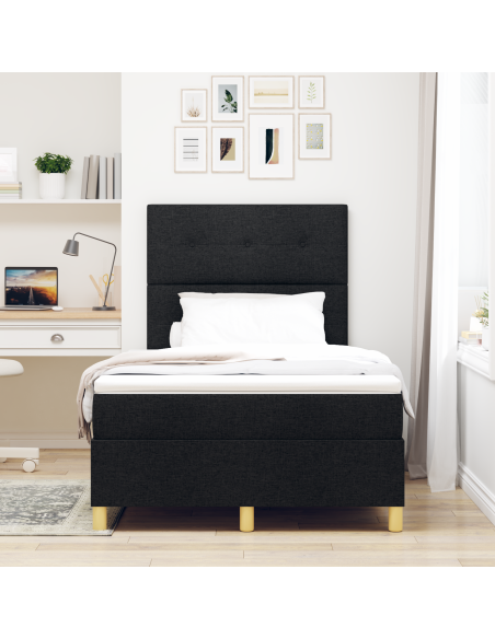 Letto a Rete con Materasso e LED Nero 120x200 cm Tessuto