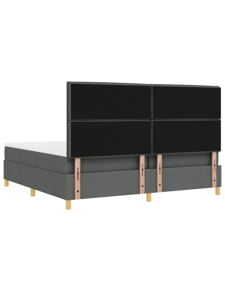 Letto Box Spring con Materasso e LED Grigio Scuro 200x200 cm Tessuto