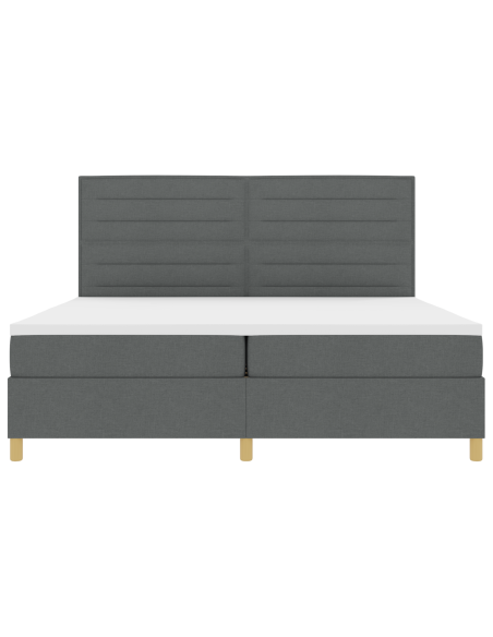 Letto Box Spring con Materasso e LED Grigio Scuro 200x200 cm Tessuto