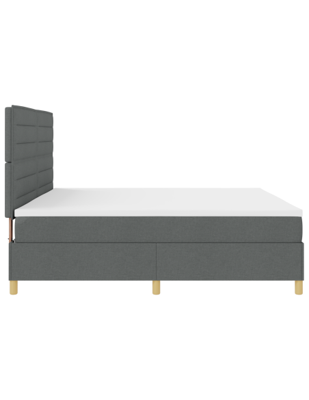 Letto Box Spring con Materasso e LED Grigio Scuro 200x200 cm Tessuto