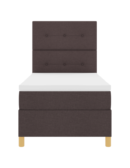 Letto con Box Spring e materasso & LED marrone scuro 80x200 cm tessuto