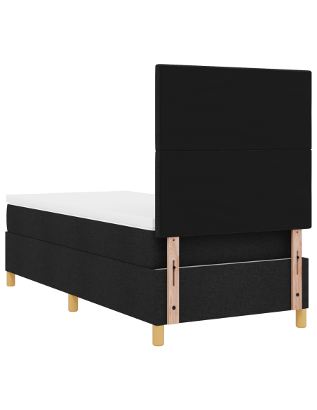 Letto a Sorgente LED con materasso Nero 90 x 190 cm Tessuto