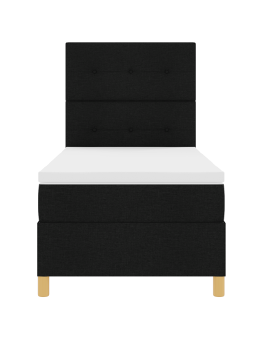 Letto a Sorgente LED con materasso Nero 90 x 190 cm Tessuto