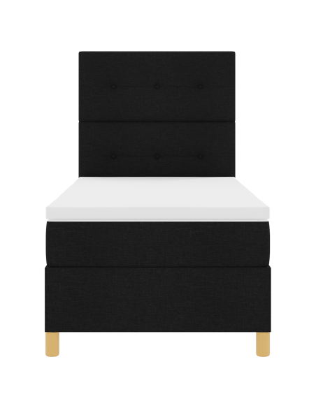 Letto a Sorgente LED con materasso Nero 90 x 190 cm Tessuto