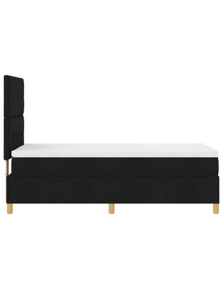 Letto a Sorgente LED con materasso Nero 90 x 190 cm Tessuto