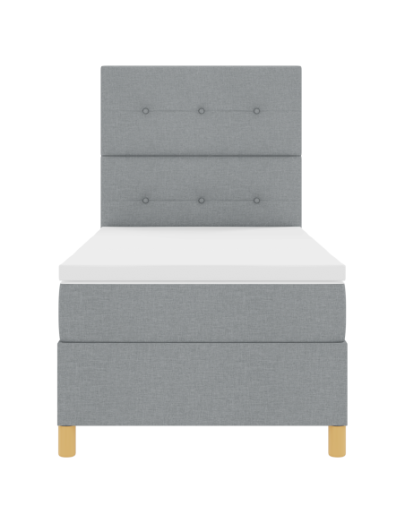 Letto Box Spring con Materasso e Luce LED Grigio Chiaro 90x200 cm in Tessuto
