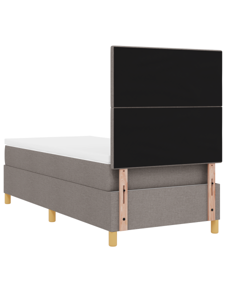 Letto Box Spring con Materasso e LED Tortora 90x200 cm Tessuto