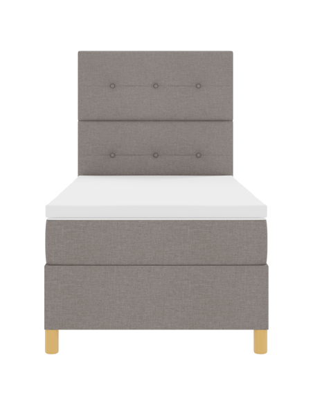 Letto Box Spring con Materasso e LED Tortora 90x200 cm Tessuto