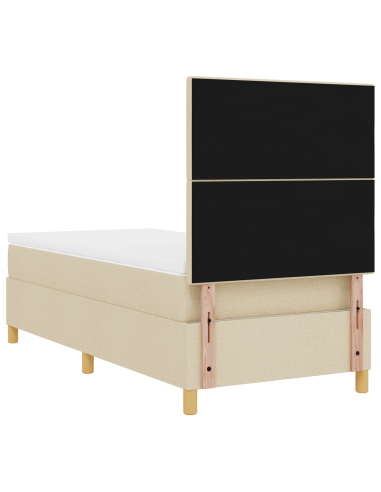 Letto a Sorgente LED con materasso Crema 90 x 200 cm Tessuto