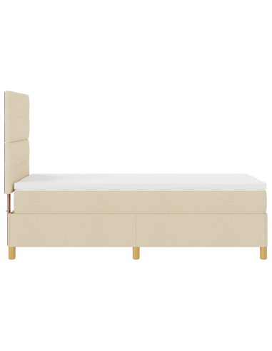 Letto a Sorgente LED con materasso Crema 90 x 200 cm Tessuto
