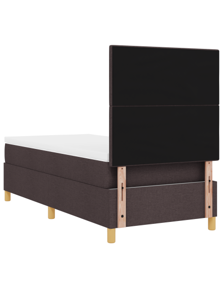 Letto a contenitore con materasso e LED Marrone Scuro 100x200 cm Tessuto