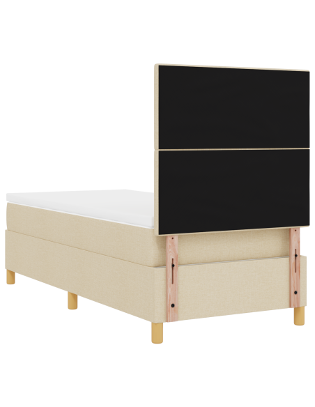 Letto a Sorgente LED con materasso Crema 100 x 200 cm Tessuto