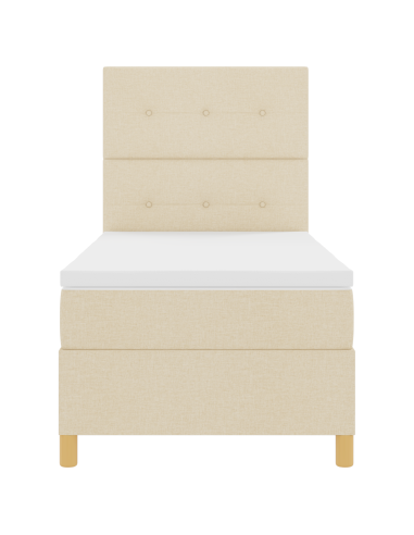 Letto a Sorgente LED con materasso Crema 100 x 200 cm Tessuto