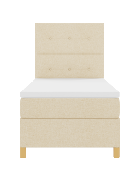 Letto a Sorgente LED con materasso Crema 100 x 200 cm Tessuto