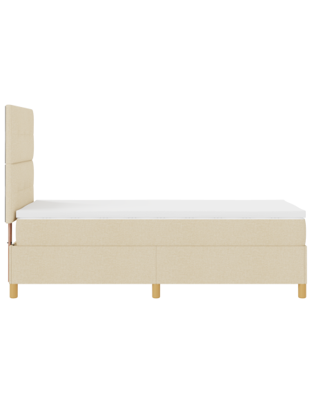 Letto a Sorgente LED con materasso Crema 100 x 200 cm Tessuto
