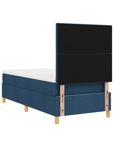 Letto Box Spring con Materasso e LED Blu 100x200 cm Tessuto