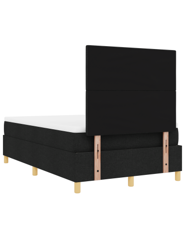 Letto a Sorgente LED con materasso Nero 120 x 190 cm Tessuto