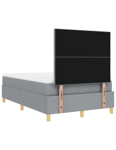 Letto con Box Spring e Materasso & Luce LED Grigio chiaro 120x200 cm Tessuto