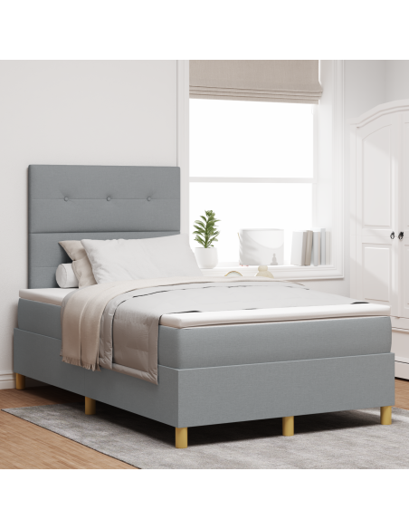 Letto con Box Spring e Materasso & Luce LED Grigio chiaro 120x200 cm Tessuto