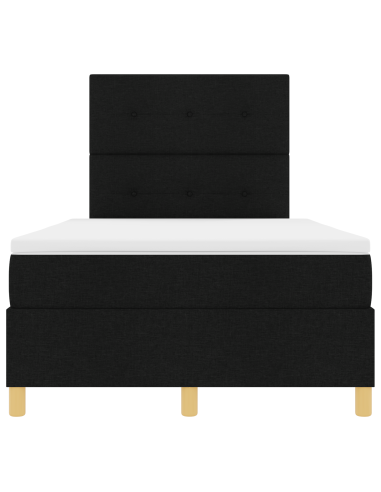 Letto a Sorgente LED con materasso Nero 120 x 200 cm Tessuto