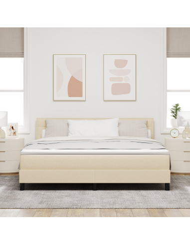 Letto a molle con materasso con led Crema 180 x 200 cm Tessuto