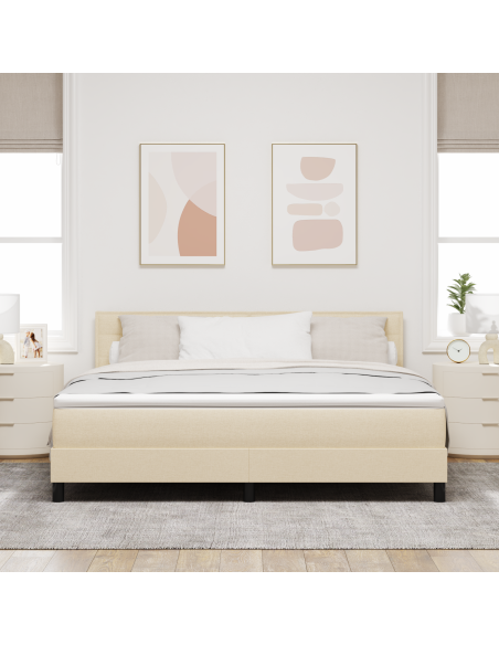 Letto a Contenitore con Materasso e LED Crema 180x200 cm Tessuto