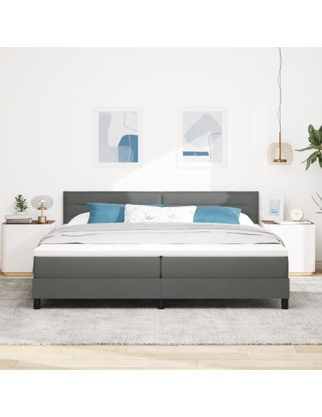 Letto Box Spring con Materasso e LED Grigio Scuro 200x200 cm Tessuto