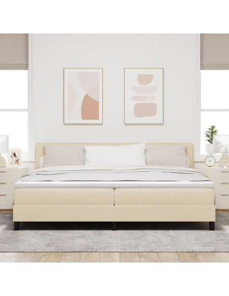 Letto a molle con materasso con led Crema 200 x 200 cm Tessuto