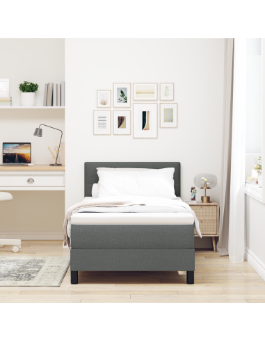Letto a molle con materasso Grigio scuro 90 x 200 cm Tessuto