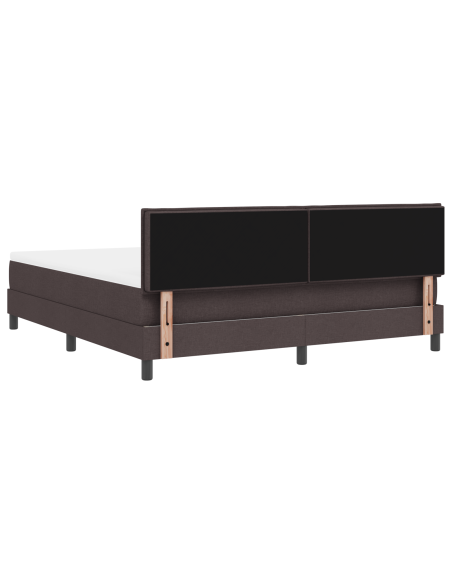 Letto a Box Spring con Materasso e LED Marrone Scuro 180x200 cm in Tessuto
