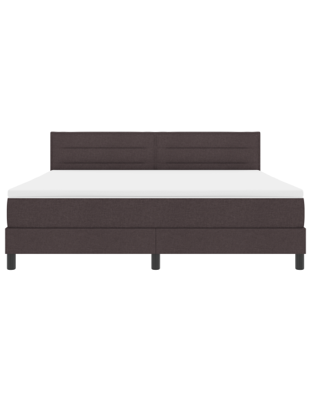 Letto a Box Spring con Materasso e LED Marrone Scuro 180x200 cm in Tessuto