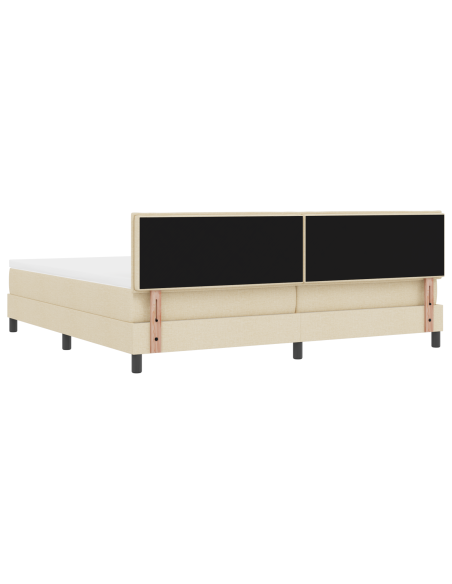 Letto a molle con materasso con led Crema 200 x 200 cm Tessuto