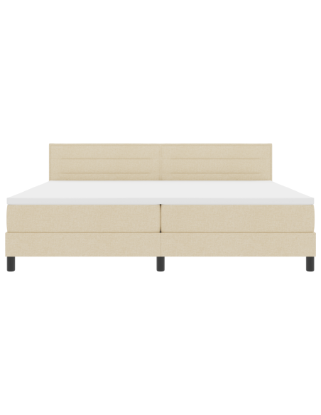 Letto Box Spring con Materasso & LED Crema 200x200 cm Tessuto