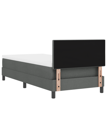 Letto con box spring con materasso e LED grigio scuro 80x200 cm tessuto
